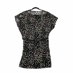 Laundry By Design Blouson Dress‎ Womens 10 Green Leopard Print Career Office Nwt